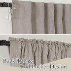 RYB HOME Linen Curtains for Bedroom - Light Airy Semi Sheer Curtains Large Window Decor for Living Room Sun Room Sliding Glass Door, Birch Brown, 52 inch Wide x 102 inch Long, 1 Pair