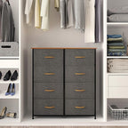 YITAHOME Fabric Dresser with 8 Drawers - Tall Storage Dresser, Chest of Drawers for Closet, Living Room, Hallway, Closets - Sturdy Steel Frame, Wooden Top & Easy Pull Fabric Bins