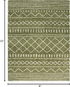 SAFAVIEH Arizona Shag Collection Area Rug - 9' x 12', Green & Ivory, Moroccan Design, Non-Shedding & Easy Care, 1.6-inch Thick Ideal for High Traffic Areas in Living Room, Bedroom (ASG741X)