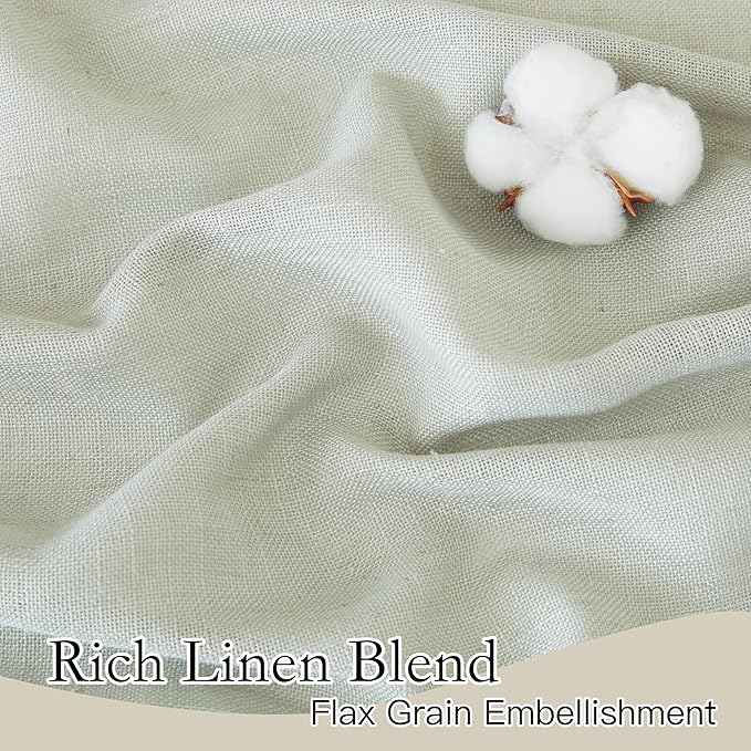 RYB HOME Thick Linen Curtains Light Filtering Privacy for Living Room Bedroom, Vertical Soft 95 Inches Long Window Treatments Kitchen Laundry Room, W 34 x L 95 inches, Sage Green, 2 Panels Set