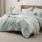 Bedsure King Size Comforter Set - Mint Green Soft Bedding for All Seasons, Cationic Dyed Bed Set, 3 Pieces, 1 King Size Comforter (104"x90") and 2 Pillow Shams (20"x36"+2")