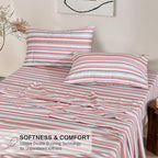 RUVANTI Flannel Sheets Queen Size - 100% Cotton Double Brushed Bed Sheets, Deep Pockets 16 Inches Queen Sheet Set, All Seasons Breathable & Extra Soft - Warm & Cozy, 4 Piece, Multi Chevron Stripe