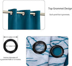 BONZER Mix and Match Curtains - 2 Pieces Branch Print Sheer Curtains and 2 Pieces Blackout Curtains for Bedroom Living Room Grommet Window Drapes, 37x84 Inch/Panel, Teal, Set of 4 Panels