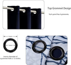 BONZER Mix and Match Curtains - 2 Pieces Branch Print Sheer Curtains and 2 Pieces Blackout Curtains for Bedroom Living Room Grommet Window Drapes, 37x95 Inch/Panel, Indigo, Set of 4 Panels