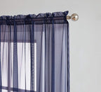 LINENZONE Pair of 2 Rod Pocket Long Window Treatments. Great Farmhouse Style Sheer Curtains for Living Room, Bedroom, Dining Room, Patio or Canopy Bed. (Amazing Sheers - 56" W x 96" L, Blue Navy)
