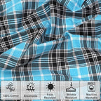 RUVANTI Flannel Sheets Full Size - 100% Cotton Double Brushed Bed Sheets Set, Deep Pockets 16 Inches, All Seasons Breathable & Extra Soft Full Sheets, Warm & Cozy, 4 Piece, Teal Plaid