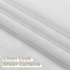 Aiyufeng Kirei Linen White Sheer Curtains - 2 Pieces, Elegant, Natural Light Flow, Rich Quality Material, Highly Durable Window Curtain Panels for Bedroom/Living Room (40" W x 63" L, Pure White)