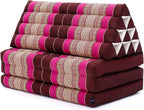 Leewadee 3-Fold Mat XXL with Triangle Cushion – Firm TV Pillow, Foldable Mattress with Cushion Made of Kapok, 67 x 31 inches, Auburn Pink