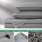 Split King Sheets by Pure Bamboo, Genuine 100% Organic Viscose Derived from Bamboo Bed Sheet Set, Soft & Cooling, Double Stitching *Not for Split Top (Split King, Stone Grey)