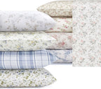 Laura Ashley - Flannel Sheets Queen Size, Anti-Pilling & Wrinkle Resistant Cotton, Touchably Soft for All-Season Comfort - Bed Sheets with Matching Pillowcases & Fitted Sheet (Fawna Grey)