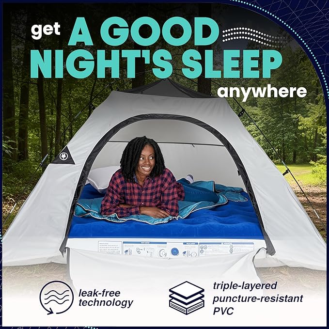 EnerPlex Camping Air Mattress with Built in Pump - Twin Blow Up Mattress for Travel & Guests - Portable Bed for Adults and Kids - Grey