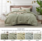 Bedsure Oversized King Comforter Set - Olive Green Soft Bedding for All Seasons, Cationic Dyed Bed Set, 3 Pieces, 1 Oversized King Size Comforter (120"x98") and 2 Pillow Shams (20"x36"+2")
