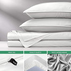 Split King Sheets by Pure Bamboo, Genuine 100% Organic Viscose Derived from Bamboo Bed Sheet Set, Soft & Cooling, Double Stitching *Not for Split Top (Split King, White)