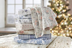 Laura Ashley - Flannel Sheets King Size, Anti-Pilling & Wrinkle Resistant Cotton, Touchably Soft for All-Season Comfort - Bed Sheets with Matching Pillowcases & Fitted Sheet (Mulholland Plaid Blue)