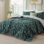Bedsure California King Comforter Set - Emerald Bed Set, 3 Pieces Cute Floral Bedding, 1 Soft Reversible Botanical Flowers Comforter and 2 Pillow Shams