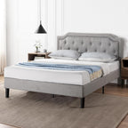 ZINUS Kellen Upholstered Scalloped Platform Bed Frame, Mattress Foundation, Wood Slat Support, No Box Spring Needed, Eco Friendly WonderBox (TM), Easy Assembly, Dark Grey, Queen