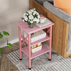 VECELO Modern Nightstands X-Design Side End Table Night Stand with Storage Shelf for Bedroom,Living Room,
