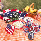 4th of July Red White and Blue Decorations Flowers 6 Bundle Artificial Babys Breath Fake Silk Patriotic Flowers for Independence Day Americana Home Decor Floral Indoor Arrangement Table Centerpieces