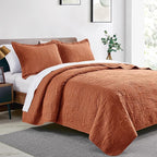 Love's cabin King Size Quilt Set Umber Bedspreads - Soft Bed Summer Lightweight Bedspread Comforter - Modern Style Coin Pattern Coverlet for All Season - 3 Pieces (1 Quilt, 2 Pillow Shams)