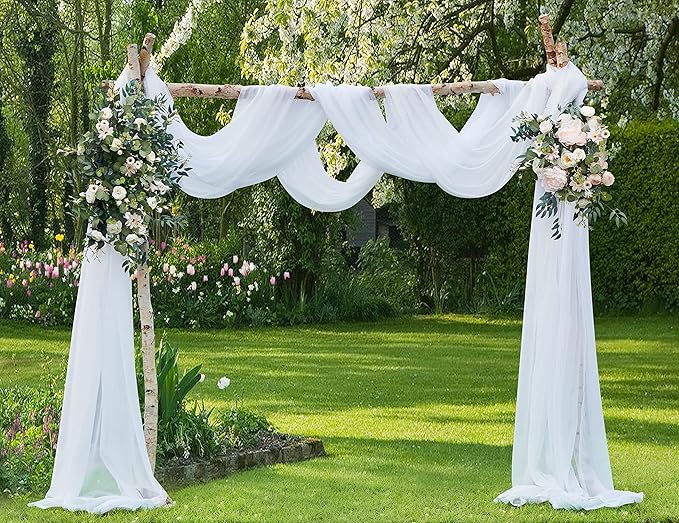 Warm Home Designs Extra Long White Sheer Window Scarf. Valance Scarves are 54 X 216 Inches. Great As Wedding Arch Draping Fabric, Bed Canopy Or for Decorative Project. AM White 216"