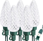 Brizled C9 Christmas Lights Cool White 16FT 25 LED 120V UL Certified Faceted Outdoor Christmas String Lights Connectable Xmas Tree Light for Tree, Holiday, House, Roof Decor