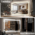 FENNIO Large Vanity Mirror with Lights，32" x 22"Lighted Makeup Mirror, Large Makeup Mirror with Lights, Touch Sensor with Dimmable 3 Modes， Vanity Mirror Square White