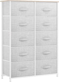 YITAHOME 10 Drawer Dresser - Fabric Storage Tower, Organizer Unit for Bedroom, Living Room, Hallway, Closets - Sturdy Steel Frame, Wooden Top & Easy Pull Fabric Bins (Cool Gray)