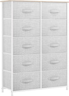 YITAHOME 10 Drawer Dresser - Fabric Storage Tower, Organizer Unit for Bedroom, Living Room, Hallway, Closets - Sturdy Steel Frame, Wooden Top & Easy Pull Fabric Bins (Cool Gray)
