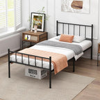 Twin Bed Frame-Classic Metal Platform Bed Frame,Mattress Foundation with Steel Slat Support,Under Foundation Storage,No Box Spring Needed, Easy Assembly, Twin Size