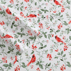 Laura Ashley - Flannel Sheets Queen Size, Anti-Pilling & Wrinkle Resistant Cotton, Touchably Soft for All-Season Comfort - Bed Sheets with Matching Pillowcases & Fitted Sheet (Jolly Cardinals Green)