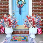 Uieke 6Pcs 4th of July Artificial Flowers Fake Patriotic Babys Breath Flowers for Independence Day Decor Blue White Red Silk Flowers for Memorial Day Floral Arrangement Home