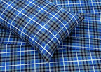 RUVANTI Flannel Sheets Twin Size - 100% Cotton Double Brushed Twin Sheets Set, Deep Pockets 16 Inches, All Seasons Breathable & Extra Soft Bed Sheets, Warm & Cozy, 3 Piece, Blue Plaid