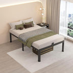 MAF 12 Inch Twin Metal Platform Bed Frame with Round Corner Legs, Mattress Slide Stopper, 3000 LBS Heavy Duty Steel Slats Support, No Box Spring Needed, Noise Free