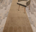Custom Size Modern Abstract Floor Carpet Runner Rug for Hallways, Slip Resistant Latex Rubber Backed, 31 inch Wide X Customized Length, Art Gold Tan, 31 inch X 32 feet