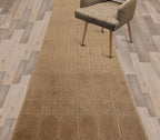 Custom Size Modern Abstract Floor Carpet Runner Rug for Hallways, Slip Resistant Latex Rubber Backed, 31 inch Wide X Customized Length, Art Gold Tan, 31 inch X 15 feet