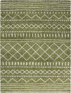 SAFAVIEH Arizona Shag Collection Area Rug - 9' x 12', Green & Ivory, Moroccan Design, Non-Shedding & Easy Care, 1.6-inch Thick Ideal for High Traffic Areas in Living Room, Bedroom (ASG741X)
