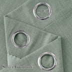 NICETOWN Short Faux Linen Sage Green Blackout Curtains 63 inches Long for Kitchen - Privacy Panels for Living Room Bedroom, Modern Farmhouse Style Easy Care Grommet Top, 2 Panels, W42 by L63