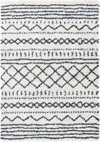 SAFAVIEH Arizona Shag Collection Area Rug - 6'7" x 9'2", Ivory & Slate, Moroccan Design, Non-Shedding & Easy Care, 1.6-inch Thick Ideal for High Traffic Areas in Living Room, Bedroom (ASG741M)