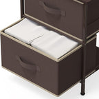 SIMPLE HOUSEWARE 2 Tier Night Stands Dresser for Bedroom Organizer Drawer Storage Tower, Brown