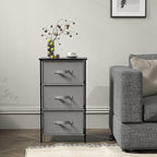 Simple Houseware 3 Drawer Nightstand Dresser with Wood Top, Dark Grey