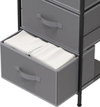 Simple Houseware 3 Drawer Nightstand Dresser with Wood Top, Dark Grey