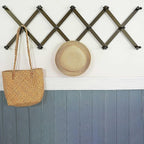 WEBI Accordion Wall Hanger,Expandable Wooden Hat Rack for Wall Mounted Coat Rack,Accordion Hat Hooks Holder for Baseball Caps,14 Peg,Dark Walnut
