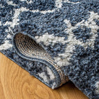 SAFAVIEH Arizona Shag Collection Area Rug - 6'7" Square, Slate Blue & Ivory, Moroccan Design, Non-Shedding & Easy Care, 1.6-inch Thick Ideal for High Traffic Areas in Living Room, Bedroom (ASG741L)