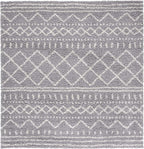 SAFAVIEH Arizona Shag Collection Area Rug - 3'2" Square, Grey & Ivory, Moroccan Design, Non-Shedding & Easy Care, 1.6-inch Thick Ideal for High Traffic Areas in Living Room, Bedroom (ASG741G)