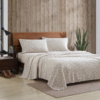 Eddie Bauer - Queen Sheets, Cotton Flannel Bedding Set, Brushed For Extra Softness, Cozy Home Decor (Little Creek Pine Cone Beige, Queen)
