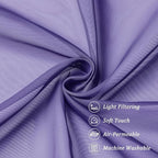Chyhomenyc Sheer Curtains 63 Inch Length 2 Panels, Light Filtering Rod Pocket Window Sheer Curtain Drapes for Bedroom Living Room, 42Wx63L, 2 Panels, Purple