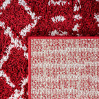 SAFAVIEH Arizona Shag Collection Accent Rug - 4' x 6', Red & Ivory, Moroccan Design, Non-Shedding & Easy Care, 1.6-inch Thick Ideal for High Traffic Areas in Entryway, Living Room, Bedroom (ASG741Q)
