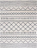 SAFAVIEH Arizona Shag Collection Area Rug - 9' x 12', Ivory & Slate, Moroccan Design, Non-Shedding & Easy Care, 1.6-inch Thick Ideal for High Traffic Areas in Living Room, Bedroom (ASG741M)