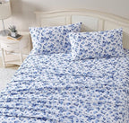 Laura Ashley - Flannel Sheets King Size, Anti-Pilling & Wrinkle Resistant Cotton, Touchably Soft for All-Season Comfort - Bed Sheets with Matching Pillowcases & Fitted Sheet (Emelisa Blue)