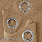 NICETOWN Short Faux Linen Caramel Blackout Curtains 63 inches Long for Kitchen - Privacy Panels for Living Room Bedroom, Modern Farmhouse Style Easy Care Grommet Top, 2 Panels, W42 by L63
